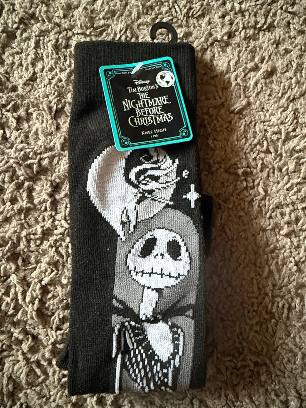 The Nightmare Before Christmas Black Knee-High Socks - Jack Skellington Design